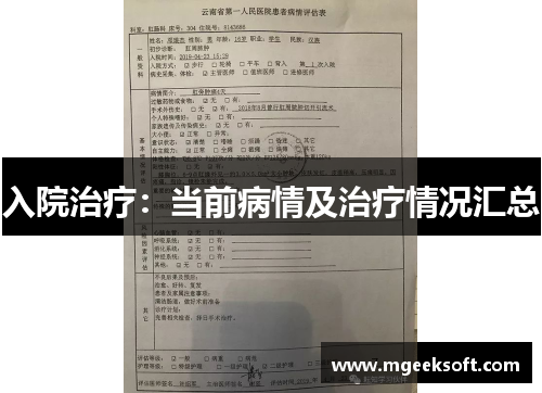 入院治疗：当前病情及治疗情况汇总